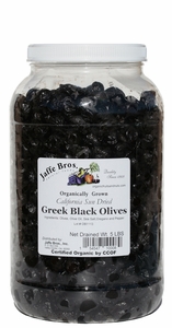 Organic Sun Dried - GREEK BLACK OLIVES - 5 LB Plastic Container