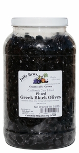 Organic Sun Dried - PITTED GREEK BLACK OLIVES - 5 LB Plastic Container